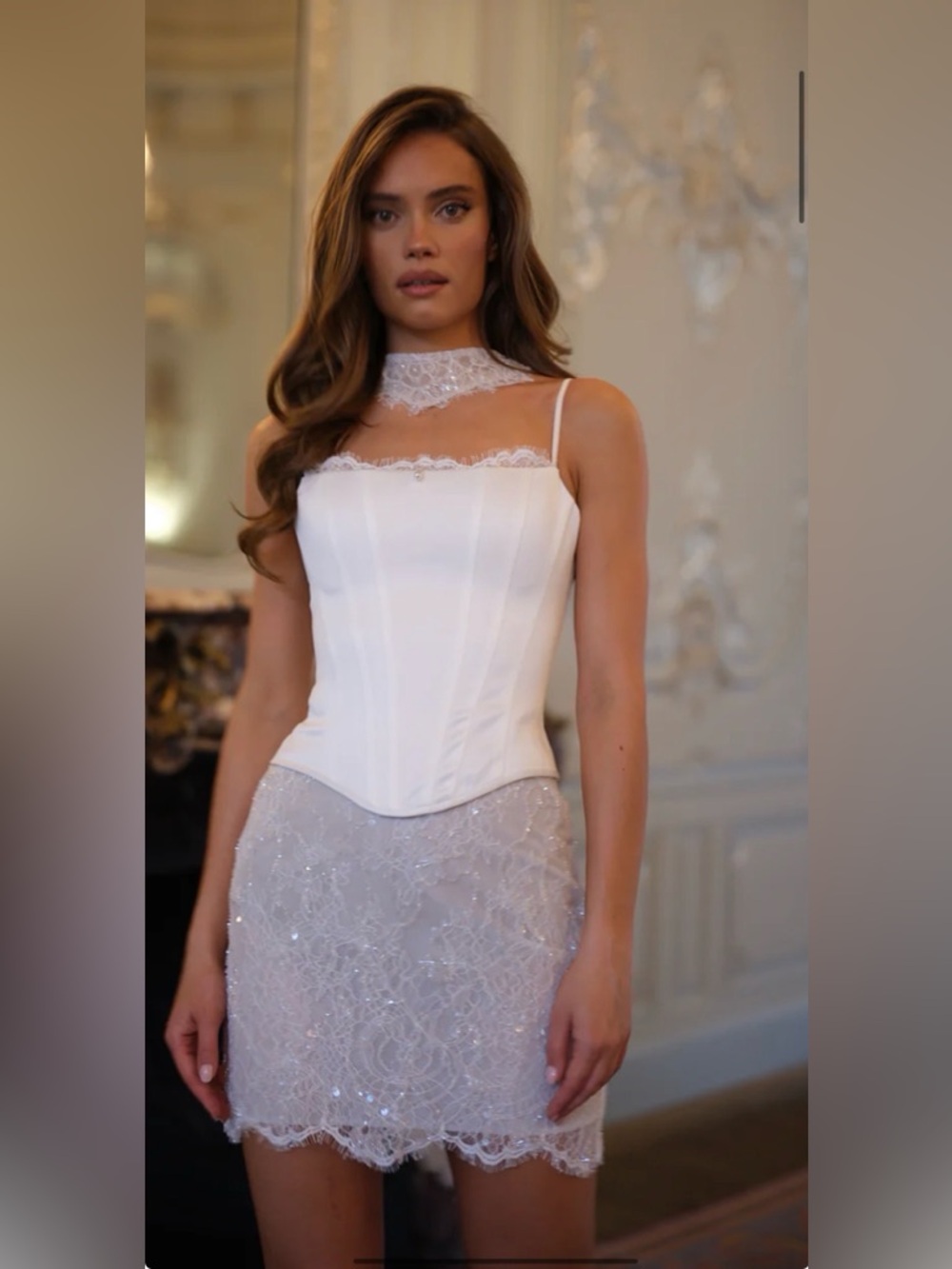 White Lace Corset Mini Wedding Dress